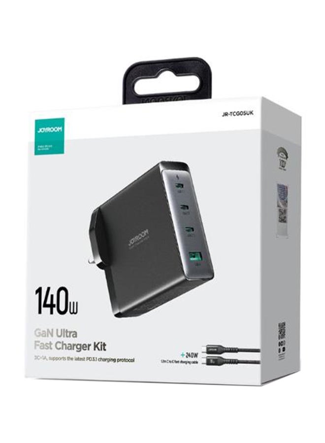 جوي روم شاحن سريع ومجموعة كابلات PD 140W 4-Port GaN Type-C Plug QC 3.0 USB C محول كمبيوتر محمول متوافق مع ماك بوك برو / ، ديل إكس بي إس ، آيفون 14/15 ، آيباد برو ، جالاكسي إس 23 ، بيكسل 7 ، ستيم ديك / لينوفو / أسوس يحتوي على كابل بيانات C-C بقوة 140 واط - Image 3