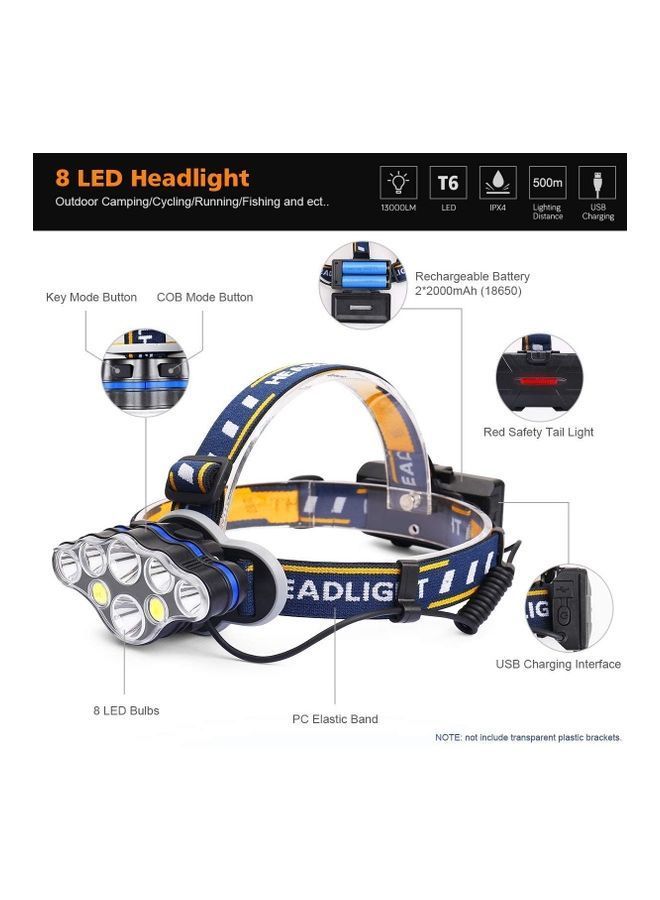 NIBEMINENT USB Rechargeable Waterproof Head Lamp 16cm - Image 2