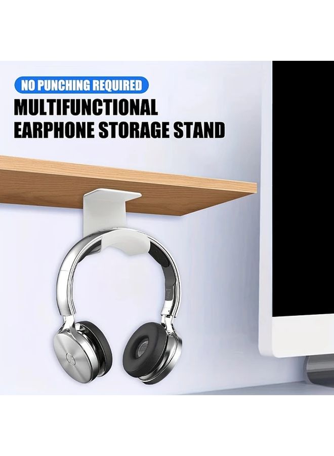 No Drill Headphone Hanger Easy Install Over Table Under Seat Wall Mount White - Image 4