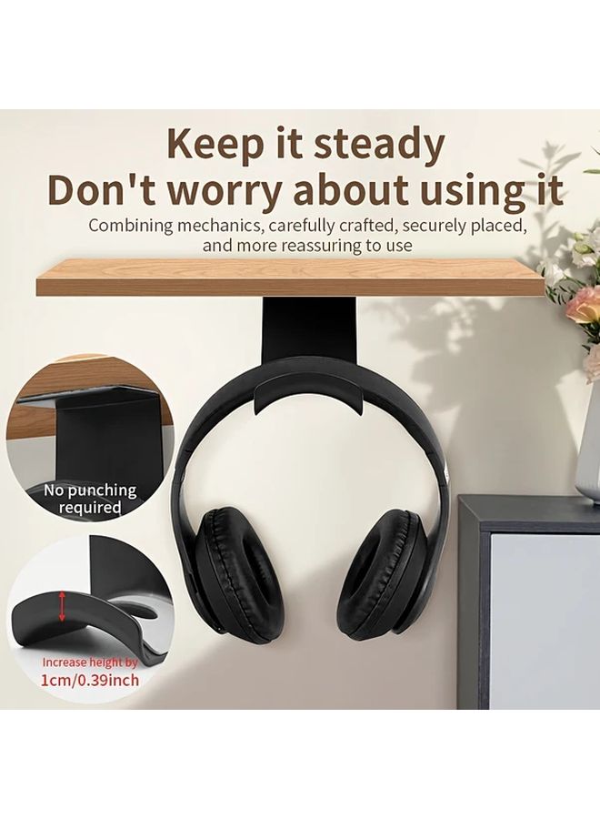 No Drill Headphone Hanger Easy Install Over Table Under Seat Wall Mount White - Image 5