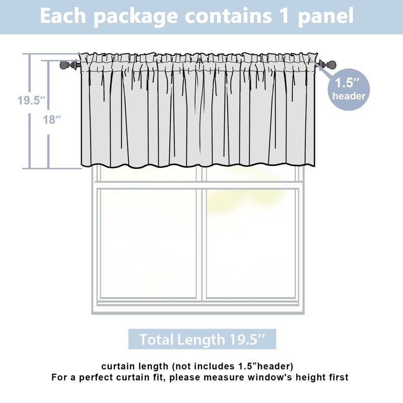 Lecloud White Valance for Window 18 Inch Length, Light Filtering Faux Linen Textured Soft Kitchen Curtains, Airy Short Drapes with Rod Pockets for Bathroom Basement Farmhouse, 60" W x 18" L 1 Panel - Image 3