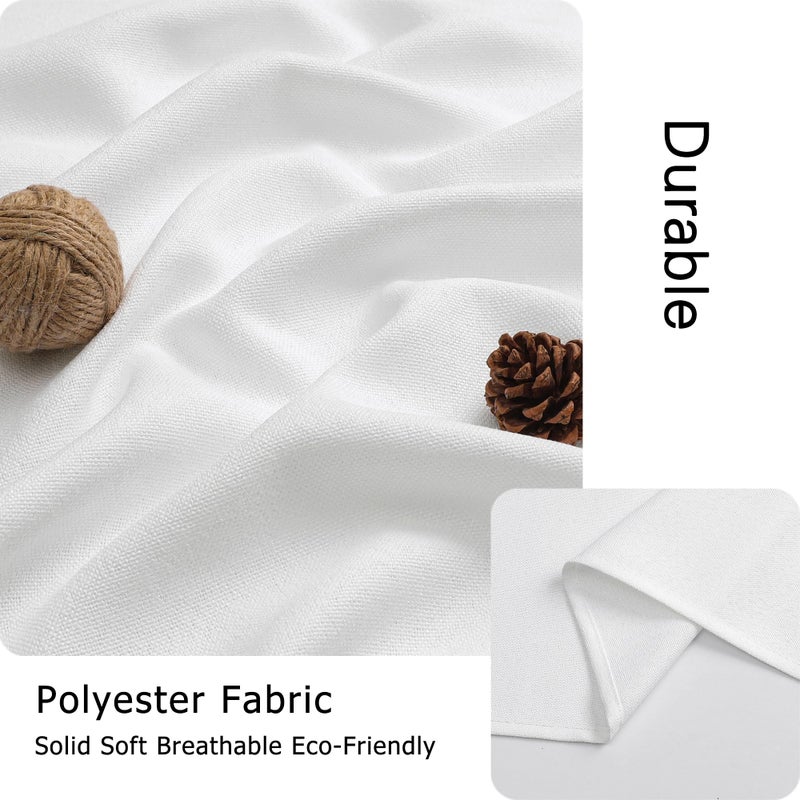 Lecloud White Valance for Window 18 Inch Length, Light Filtering Faux Linen Textured Soft Kitchen Curtains, Airy Short Drapes with Rod Pockets for Bathroom Basement Farmhouse, 60" W x 18" L 1 Panel - Image 4