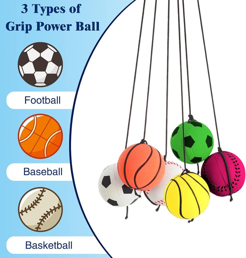 Skylety 6 Pcs Wrist Ball Return Ball on a String with Strap Wristband Sports Rubber Toy Includes Basketball, Baseball and Football for Boys Girls Party Favor Gifts, Exercise or Play - Image 3