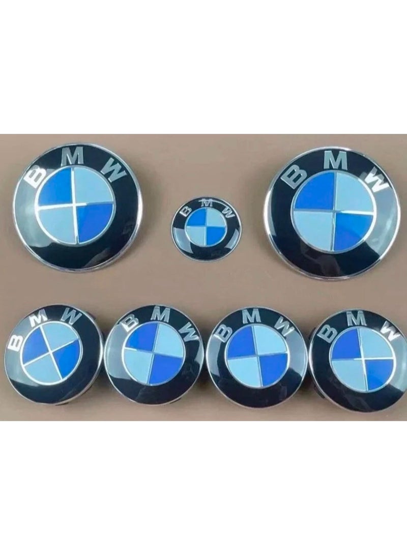 BMW Emblem Set – 7 Pieces – BMW Emblems for Hood, Trunk, Steering Wheel, and Wheel Center Caps - Image 4