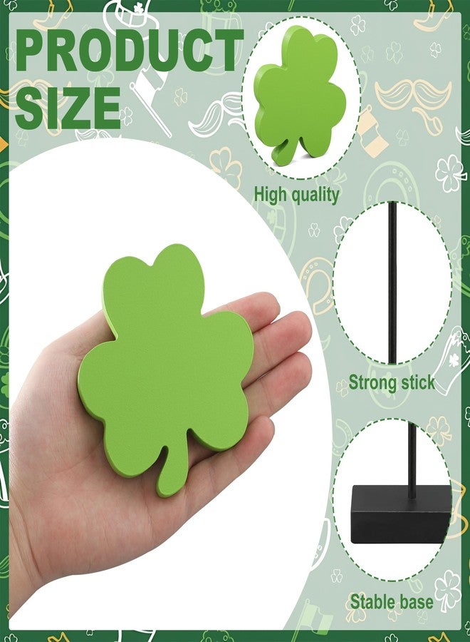 Fairooth 3 Pcs St. Patrick's Day Table Wooden Signs Green Shamrock Standing Tabletop Decorations Irish Lucky Clover Wood Block Centerpiece for Irish Themed Party Home Kitchen Office Desk Tiered Tray Decor - Image 3