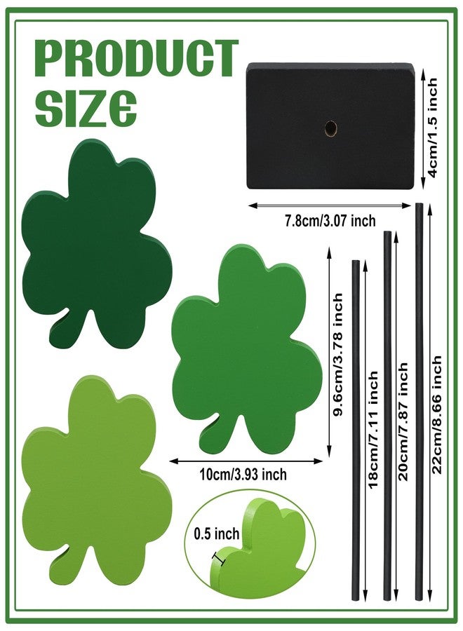 Fairooth 3 Pcs St. Patrick's Day Table Wooden Signs Green Shamrock Standing Tabletop Decorations Irish Lucky Clover Wood Block Centerpiece for Irish Themed Party Home Kitchen Office Desk Tiered Tray Decor - Image 2