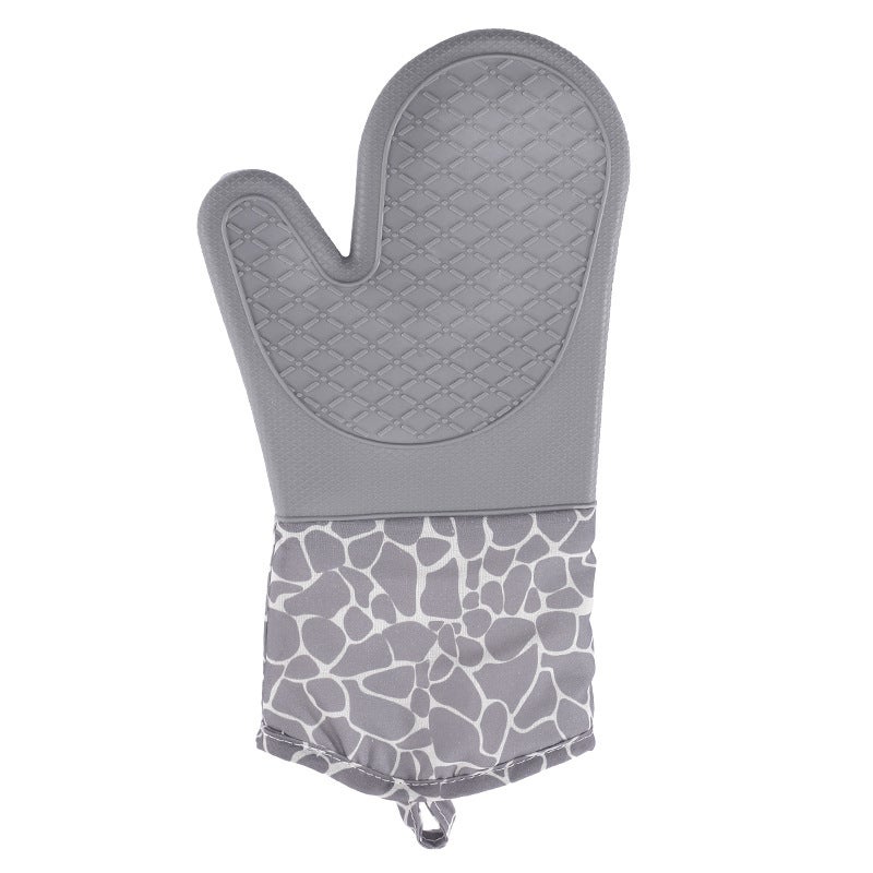 New Deer Pattern Silicone Oven Mitts Heat Resistant 112g light gray (diamond lattice curved mouth) 