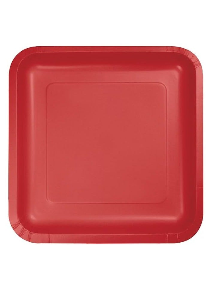 Touch of Color Square Paper Dessert Plates, 180-Count, Classic Red