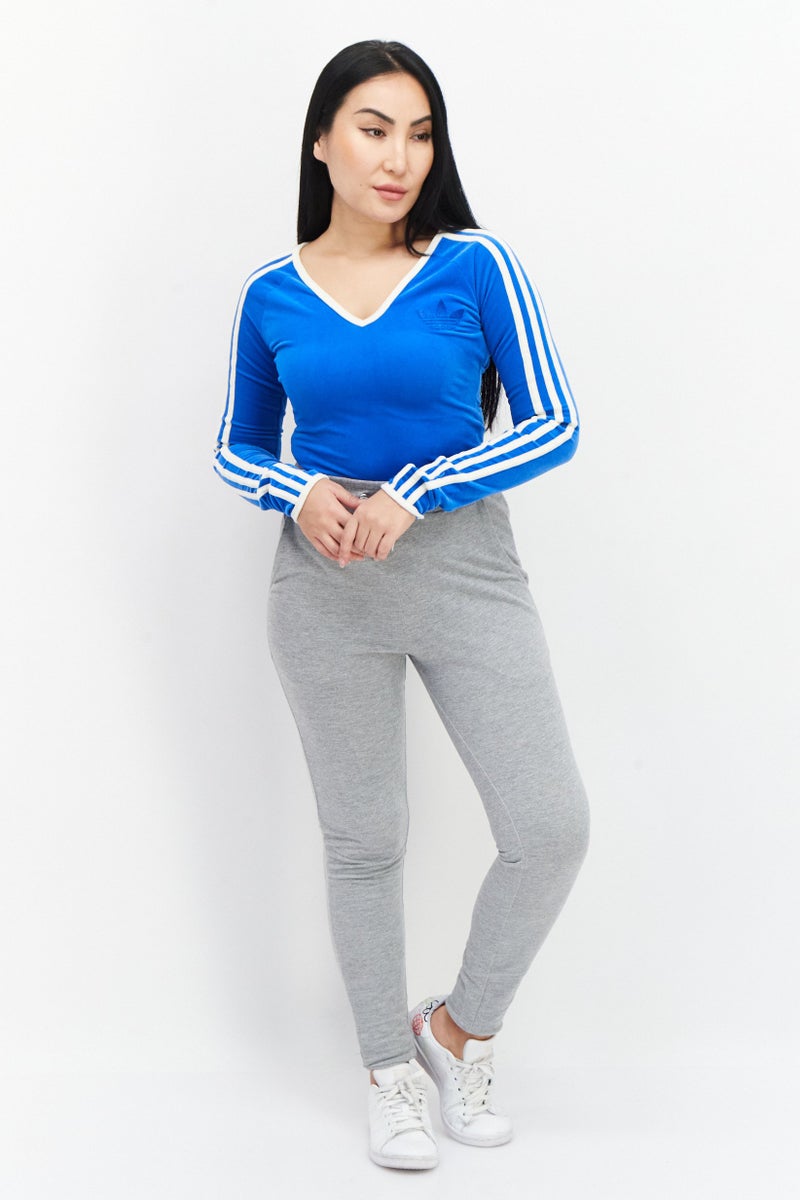 adidas Originals Women Sportswear Fit Logo Long Sleeve Bodysuit, Blue  - Image 3