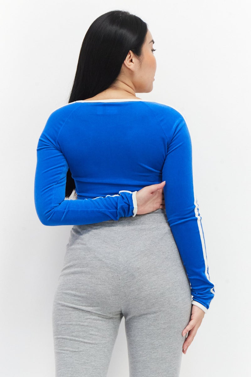 adidas Originals Women Sportswear Fit Logo Long Sleeve Bodysuit, Blue  - Image 2