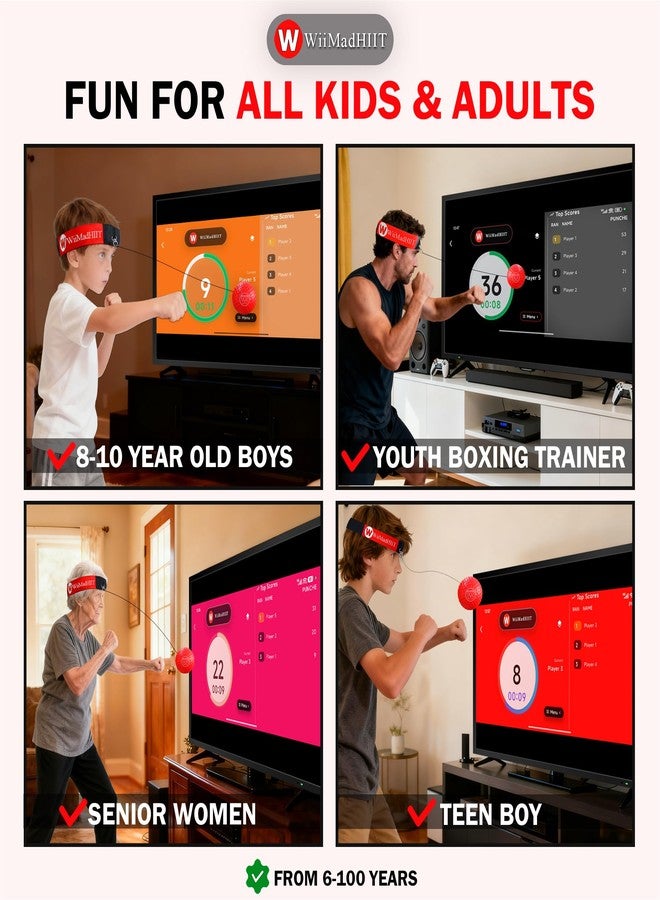WiiMad Boxing Reflex Ball with App Punch Counter, Reaction Ball for Hand Eye Coordination Training, Boxing Equipment with Headband, Punching Game for Kids, Teens & Adults, Fitness Gift - Image 3