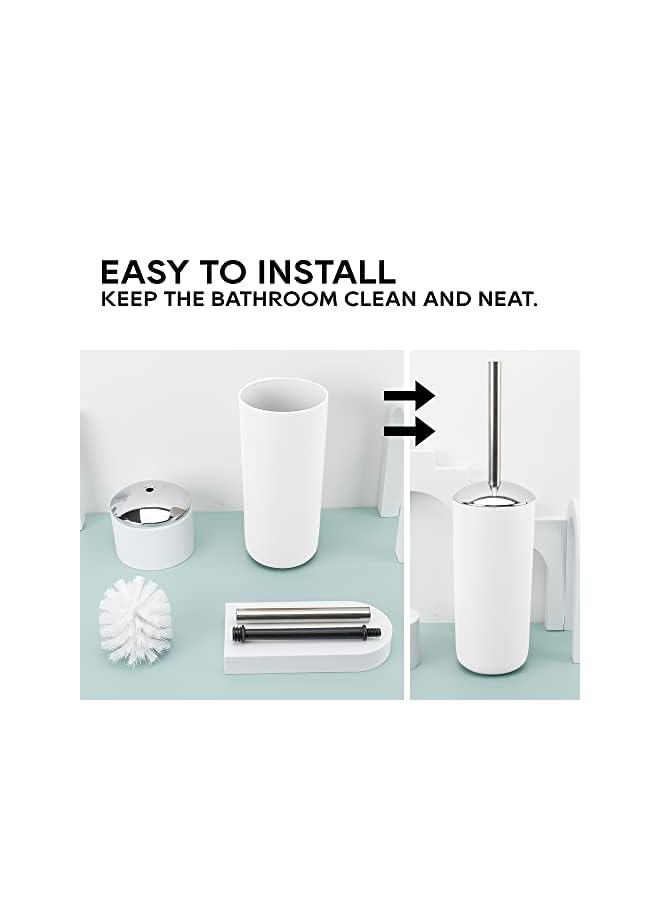 Raxoom Of 6 Piece Bath Ensemble Includes Soap Dispenser, Toothbrush Holder, Toothbrush Cup, Soap Dish for Decorative Countertop and Housewarming Gift (White) - Image 4