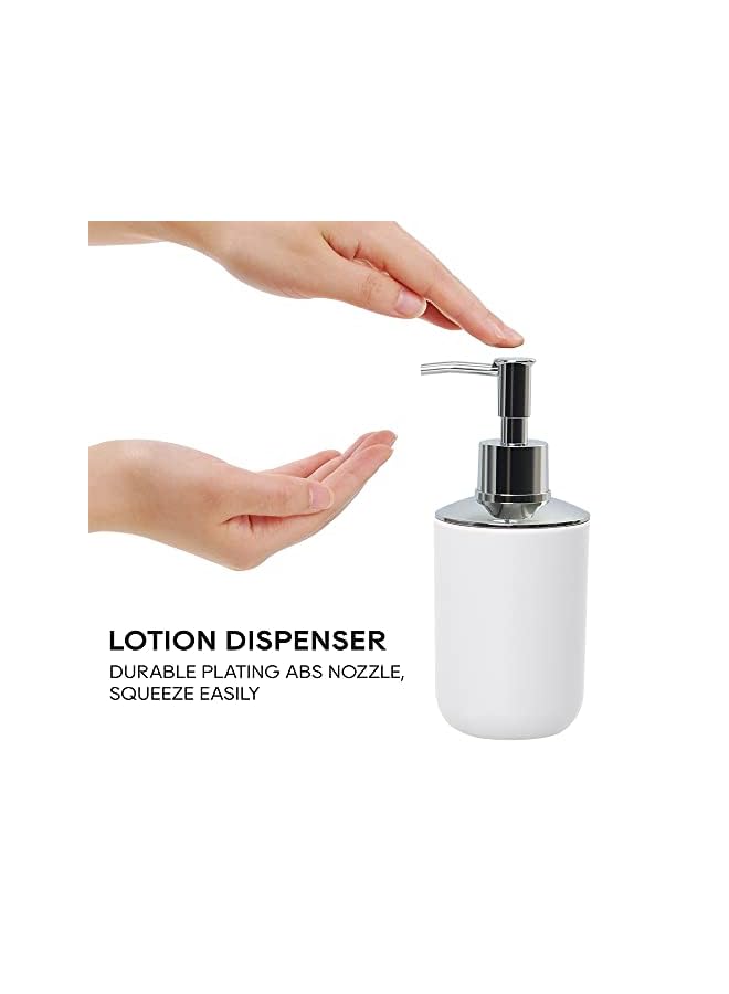 Raxoom Of 6 Piece Bath Ensemble Includes Soap Dispenser, Toothbrush Holder, Toothbrush Cup, Soap Dish for Decorative Countertop and Housewarming Gift (White) - Image 3