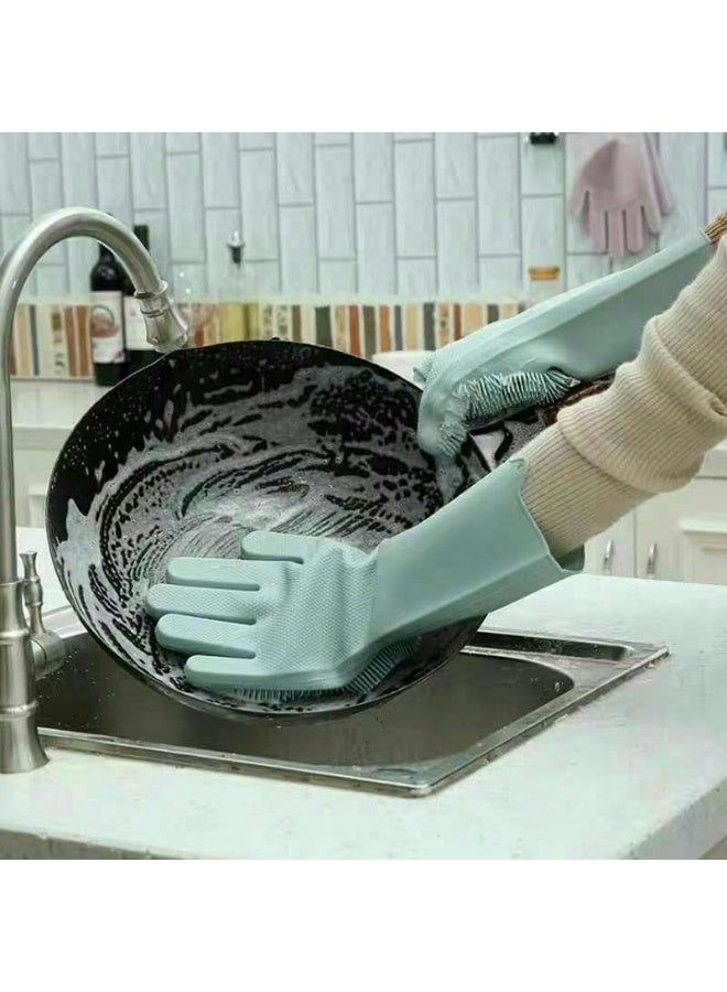 2-Piece Multi-Color Silicone Cleaning Gloves – Reusable Dishwashing, Car Washing & Personal Care Gloves - Image 4