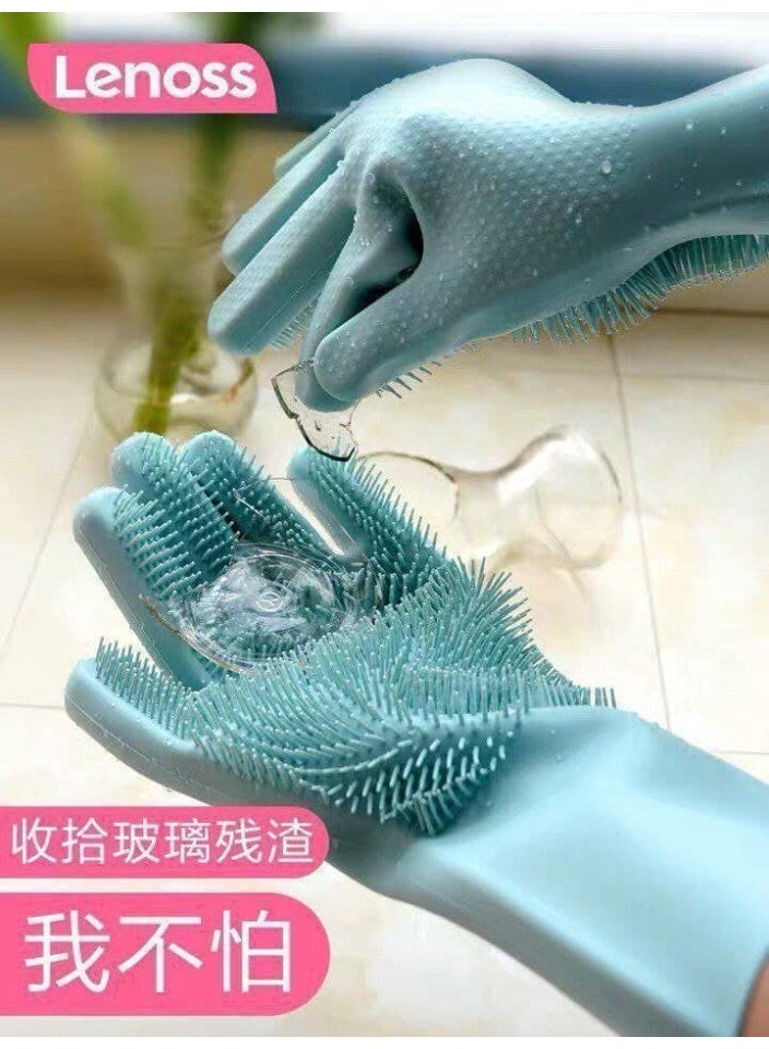 2-Piece Multi-Color Silicone Cleaning Gloves – Reusable Dishwashing, Car Washing & Personal Care Gloves - Image 2