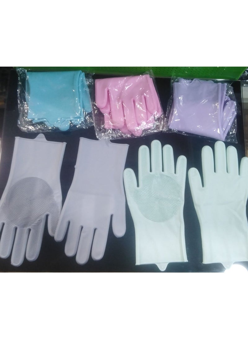 2-Piece Multi-Color Silicone Cleaning Gloves – Reusable Dishwashing, Car Washing & Personal Care Gloves - Image 1