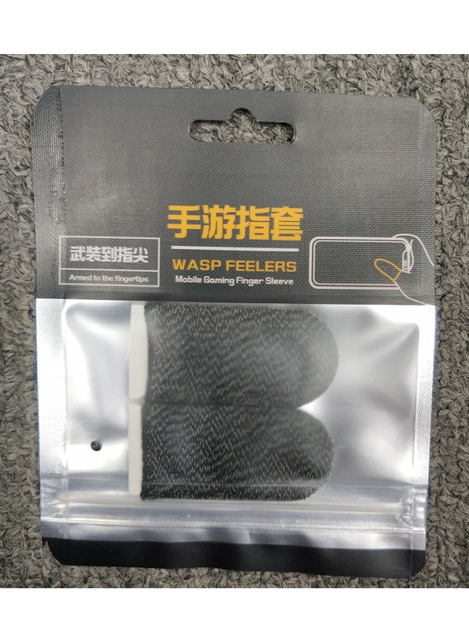 Generic E-Sports Game Finger Cover Sweat-proof Breathable Silver Cloth Finger Cover Ultra-thin Glass Non-slip King Hand Swim Finger Cover Chicken Eating Artifact-Product Color:18 Needle Copper Fiber A Pair Of Black Black Edge  - Image 1