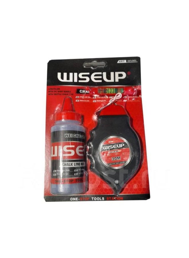 وايزأب مجموعة بكرة خيط طباشيري من وايز أب مكونة من 3 قطع - طول 30 مترًا مع 115 جرامًا من الطباشير الأزرق وميزان تسوية صغير