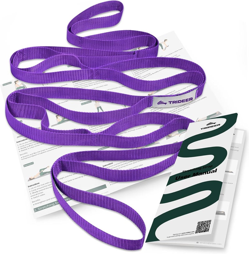 Trideer Stretching Strap Yoga Strap for Physical Therapy, 10 Loops Yoga Straps for Stretching, Non-Elastic Stretch Strap for Pilates, Exercise, Stretch Band for Women & Men - Image 1