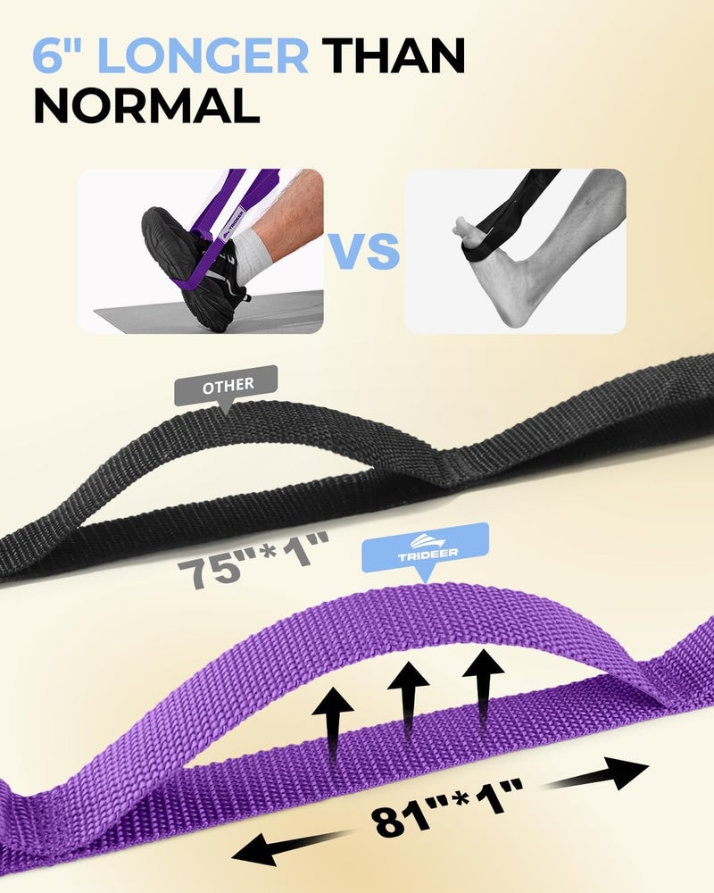 Trideer Stretching Strap Yoga Strap for Physical Therapy, 10 Loops Yoga Straps for Stretching, Non-Elastic Stretch Strap for Pilates, Exercise, Stretch Band for Women & Men - Image 3
