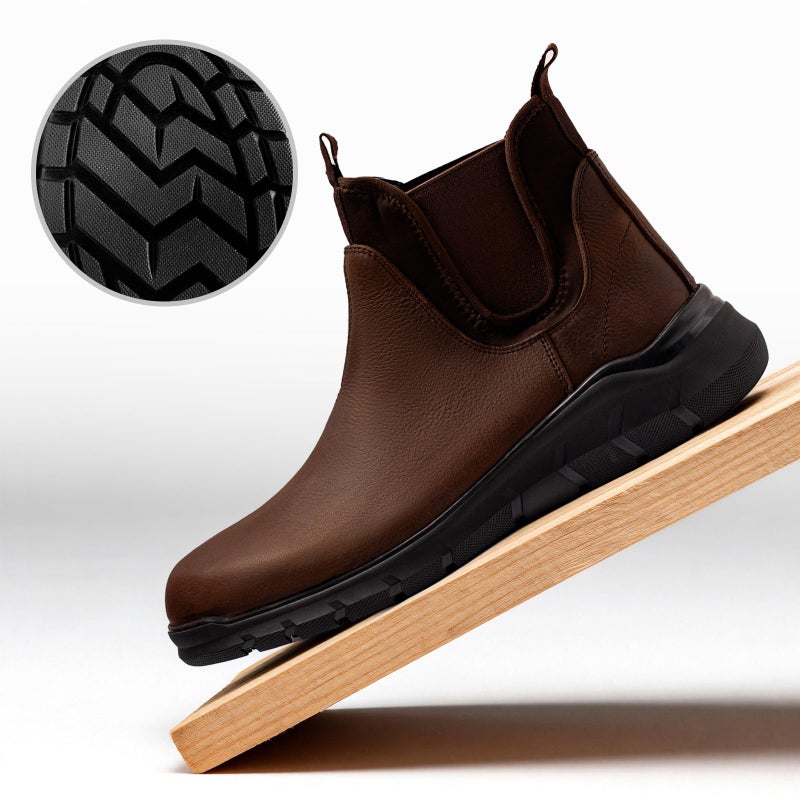 Arkbird Men's Wide Toe Box Oil-Waxed Leather Chelsea Boots for Daily Work Hiking Camping - Image 5