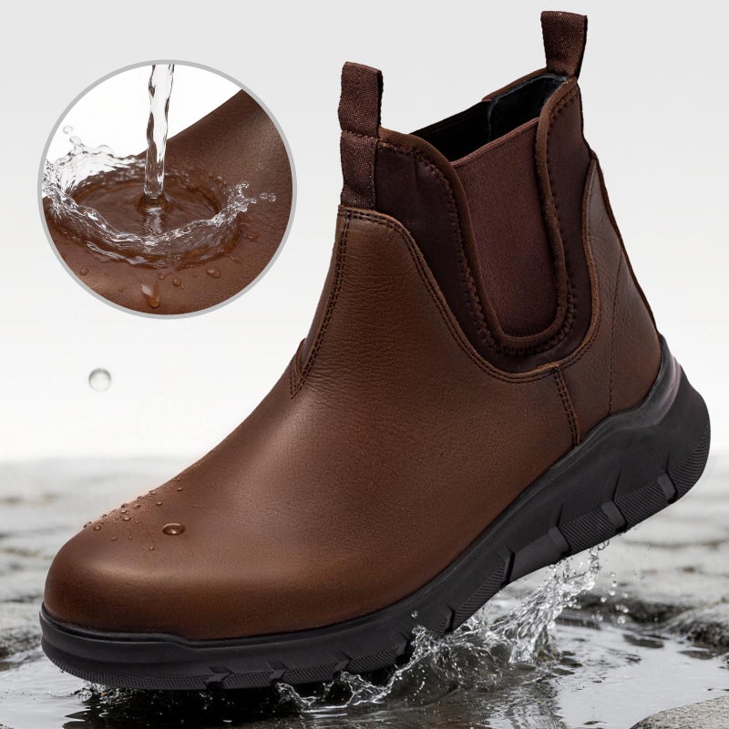 Arkbird Men's Wide Toe Box Oil-Waxed Leather Chelsea Boots for Daily Work Hiking Camping - Image 4