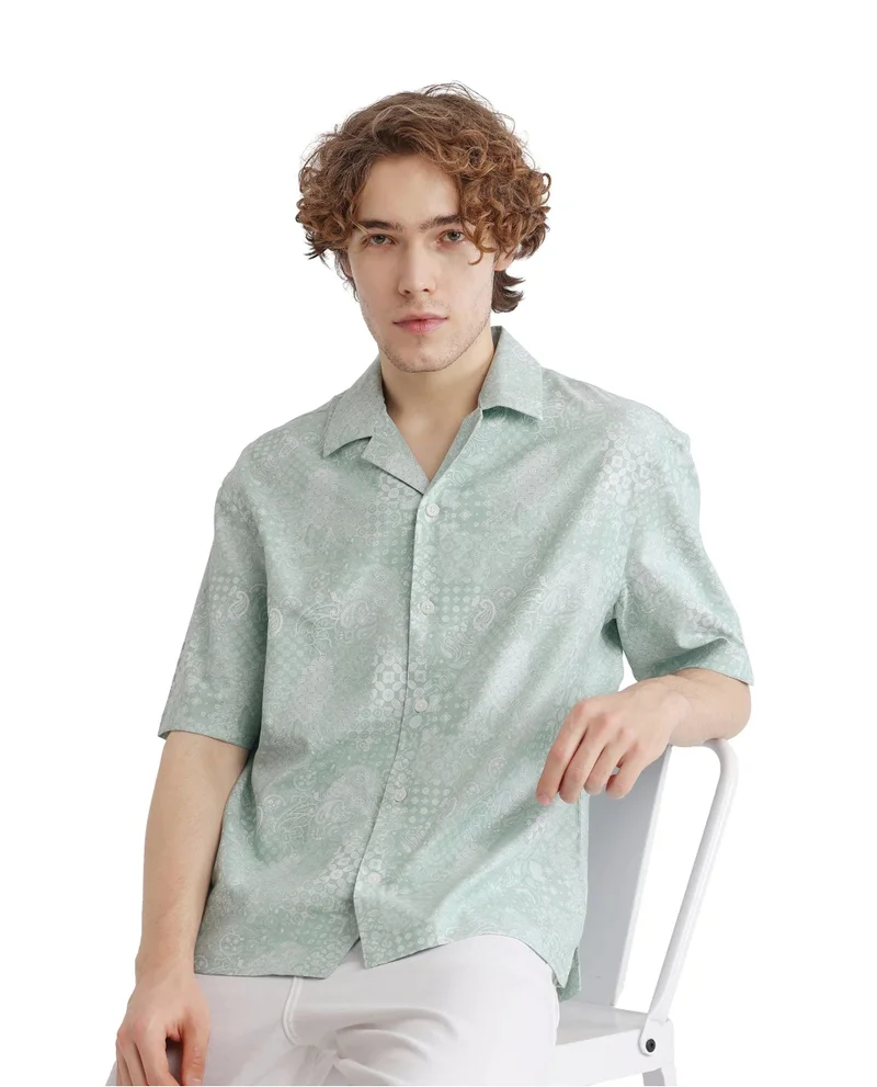 Rare Rabbit Men's Abstract Print Boxy Fit Shirt