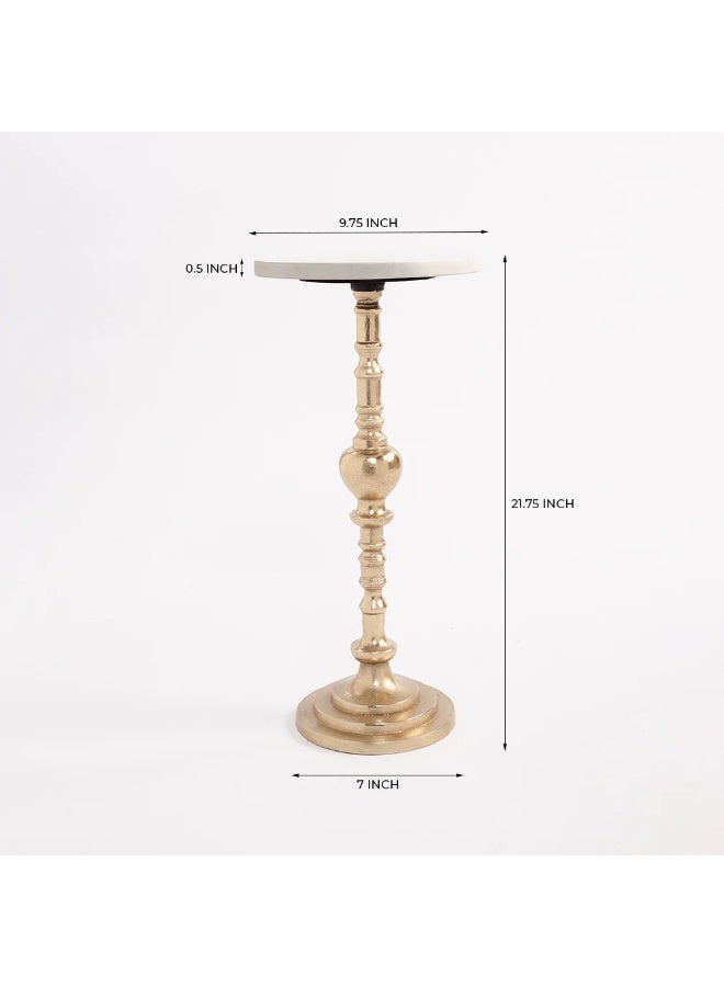 Home auraa Snow white accent table , made of Aluminum , Sofa Side Table, Coffee Table, Corner Small Table, Tea End table for Living Room, Outdoor, Bedroom - 53x25x25 cm - Image 3