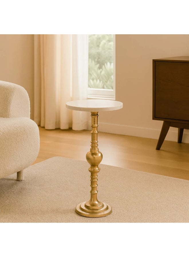 Home auraa Snow white accent table , made of Aluminum , Sofa Side Table, Coffee Table, Corner Small Table, Tea End table for Living Room, Outdoor, Bedroom - 53x25x25 cm - Image 4