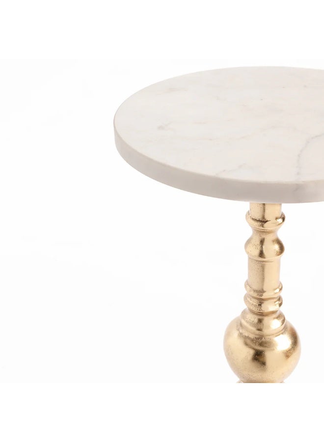 Home auraa Snow white accent table , made of Aluminum , Sofa Side Table, Coffee Table, Corner Small Table, Tea End table for Living Room, Outdoor, Bedroom - 53x25x25 cm - Image 5