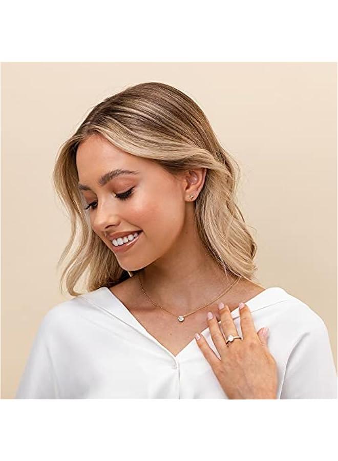 PAVOI 14K Gold Plated Crystal Solitaire 1.5 Carat (7.3mm) Cubic Zirconia Dainty Choker Necklace | Gold Necklaces for Women - Image 4