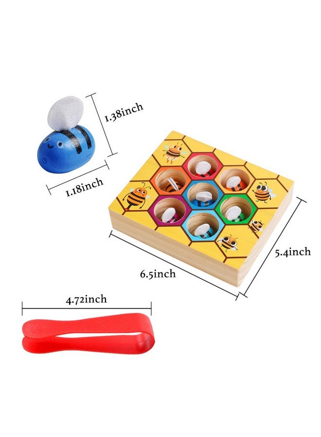 kizh Fine Motor Toys, Clamp Bee to Hive Matching Game Toddler Learning Toys Montessori Wooden Lovely Bee Hive Toys Color Sorting for Baby Early Educational Game Toy for 3 4 5 Years Old Kids - Image 5
