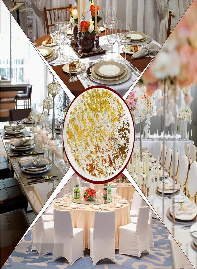 مفارش طعام ذهبية للاستخدام مرة واحدة، 100 مفرش دائري من الدانتيل الذهبي، مقاس 13 بوصة، مصنوعة من رقائق معدنية، مثالية لتزيين المنزل، طاولة الطعام، حفلات الزفاف، وأعياد الميلاد. - Image 5
