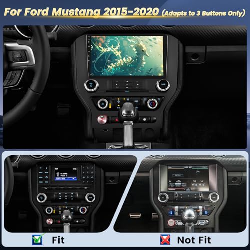 EKAT 2G64G 9 inch Screen for Ford Mustang Radio 2015 2016 2017 2018 2019 2020 Adapts to 3 Buttons Only Android Mustang Car Stereo Support CarplayAndroid Auto1080PBluetoothFM RDS - Image 3