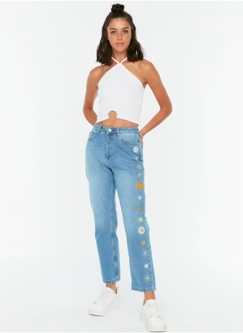 trendyol High Waist Embroidered Jeans