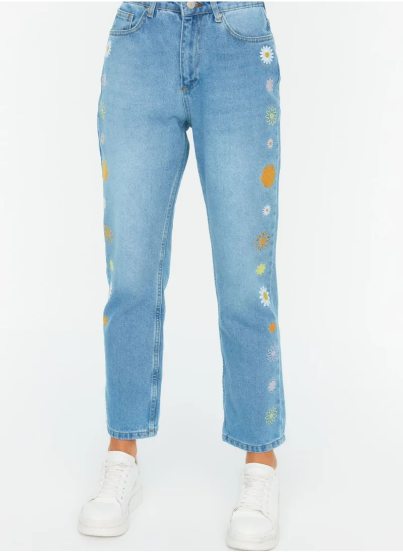 trendyol High Waist Embroidered Jeans