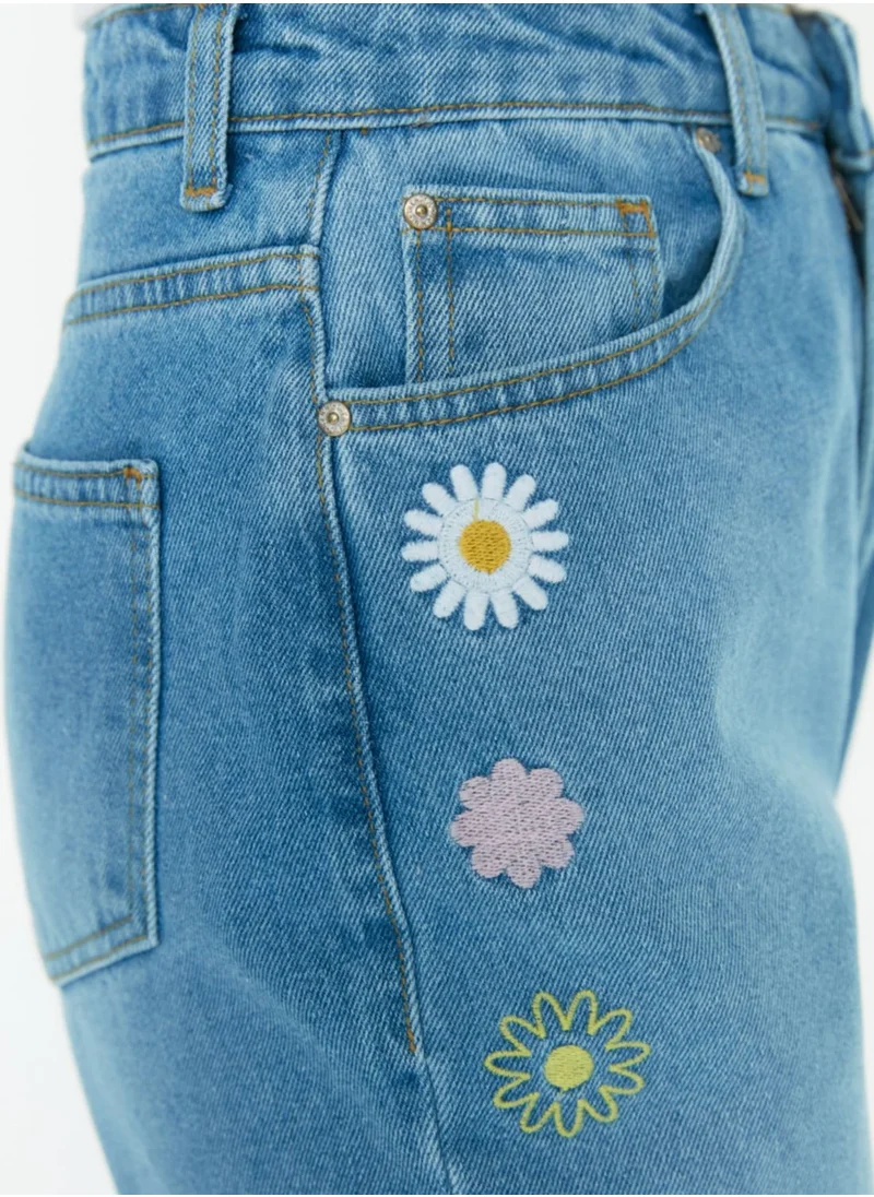 trendyol High Waist Embroidered Jeans