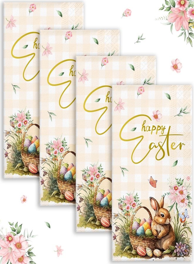 wuhuzsm 100 Pcs Happy Easter Napkins - Spring Bunny Flower Easter Eggs Disposable Decorative Paper Napkins for Bathroom Party Supplies Table Decor - Image 1