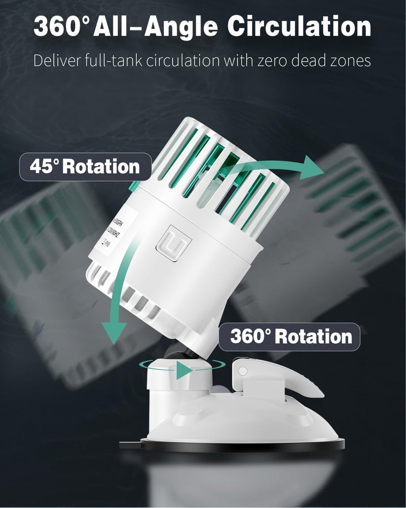 Pawfly Wave Maker for Aquarium, 500 GPH Aquarium Powerhead, Quiet Submersible Wavemaker for Fish Tanks up to 35 Gallons, Water Circulation Pump with Strong Suction Cup Base - Image 3