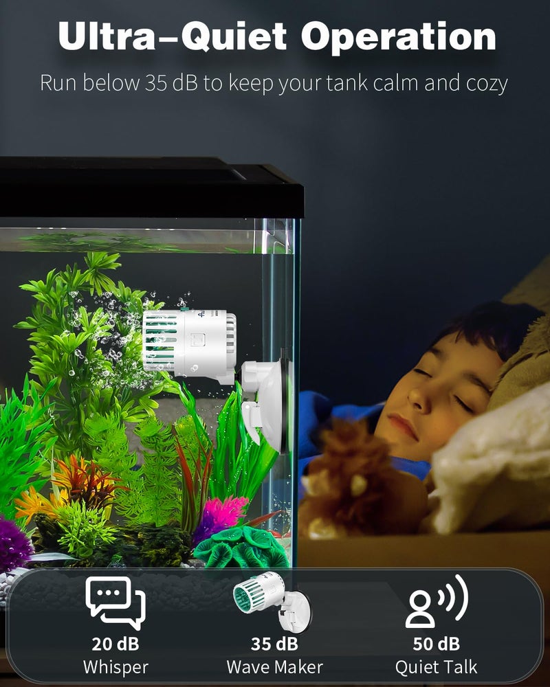 Pawfly Wave Maker for Aquarium, 500 GPH Aquarium Powerhead, Quiet Submersible Wavemaker for Fish Tanks up to 35 Gallons, Water Circulation Pump with Strong Suction Cup Base - Image 4