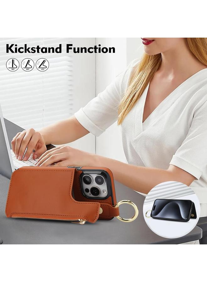 S-TOP Case For iPhone 15 Pro RFlD Anti-theft Double Buckle Ring Zipper Card Phone Case - Image 4