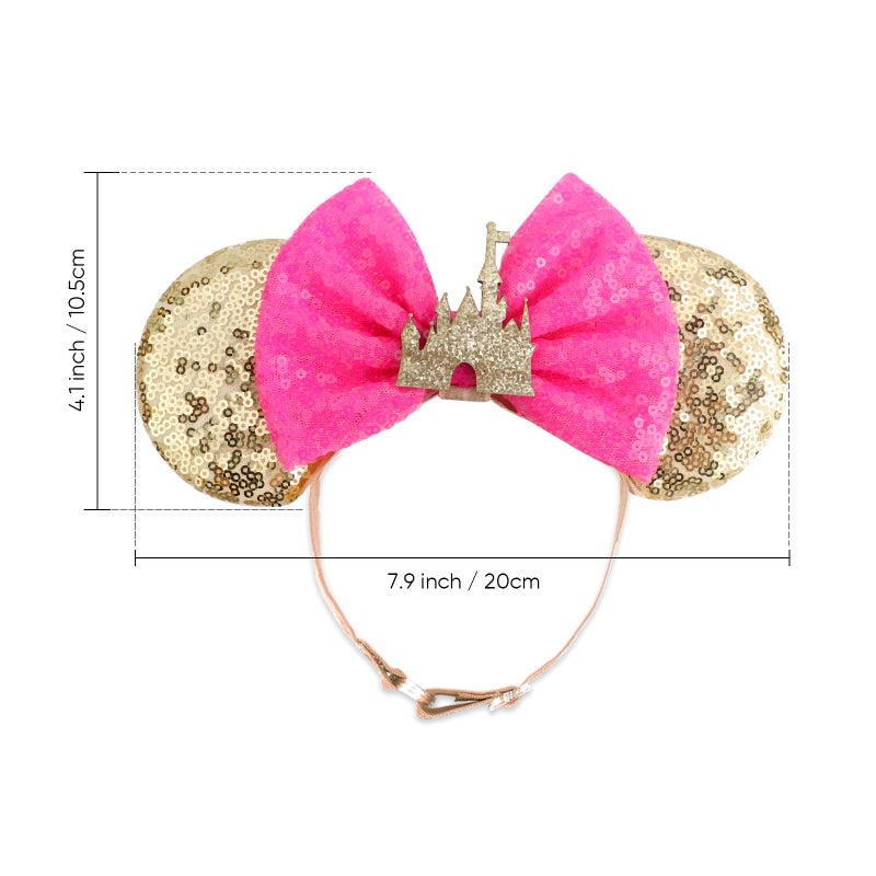 AQOKKA Mouse Ears Headbands with Bow Minnie Ears Cosplay Costume Hair Accessories for Women Birthday Party Decoration - Image 2
