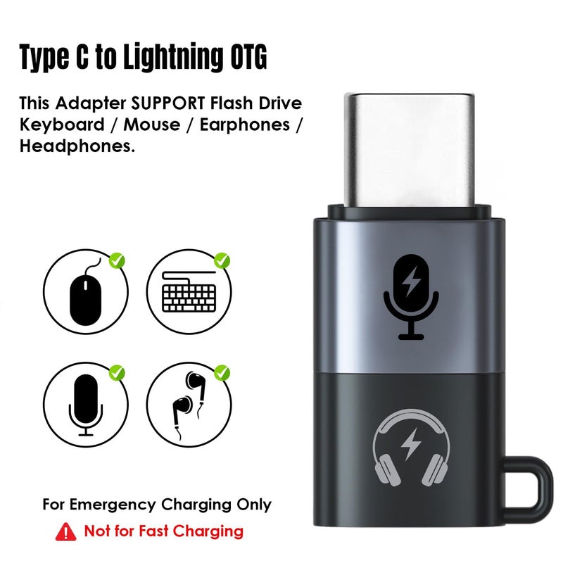 Kanget ® Lightning Female to Type C Male Adapter | Supports Data Transfer, Microphone, Headphones, Earphones, OTG, Normal Charging (Not for Fast Charging) - Image 2