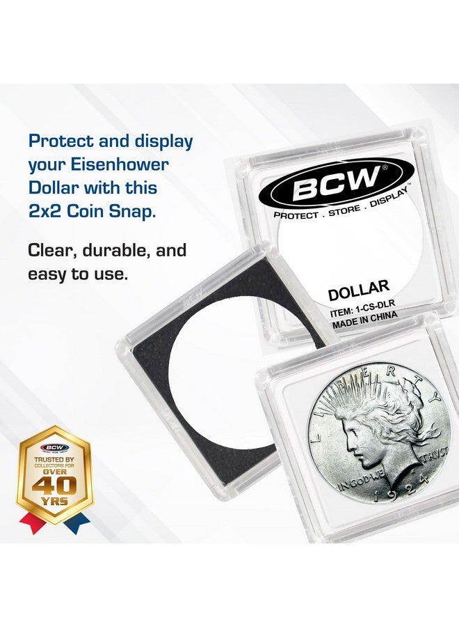 BCW 2x2 Coin Snap - Dollar - 25ct | Coin Holder Case for 38.5mm US Eisenhower Dollar | Snap Together Design | Stackable, Coin Collecting Supplies | Morgan and Peace Dollar Holder - Image 2
