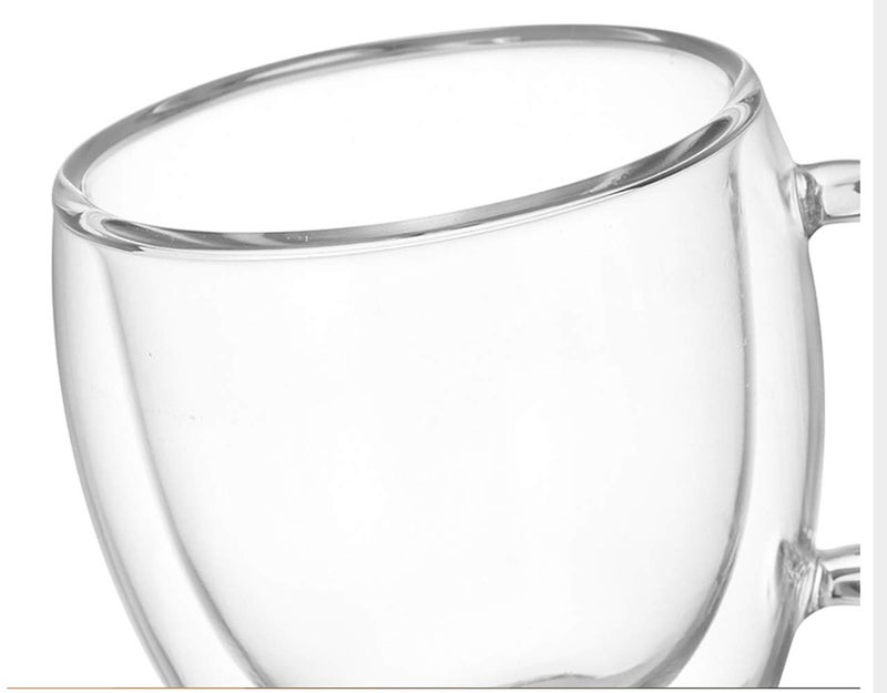 MosQuick® Coffee Mugs Set of 4 250ml Double Walled Tea Cup Coffee Cup Premium Cold Coffee Glass Tea Set Glass Mugs with Handle & Green Tea Cup Elegant Double Walled Coffee Mug Double Walled Cup - Image 5