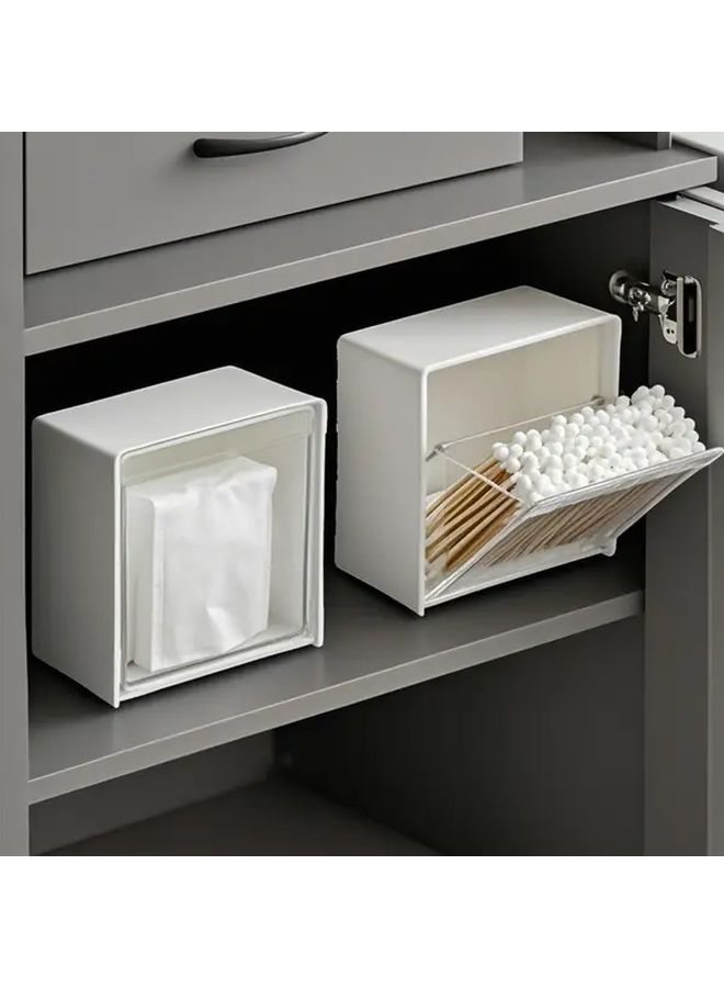 White Wall Mounted Storage Box 3 Pack With Transparent Front No Drill Dustproof Organizer - Image 5