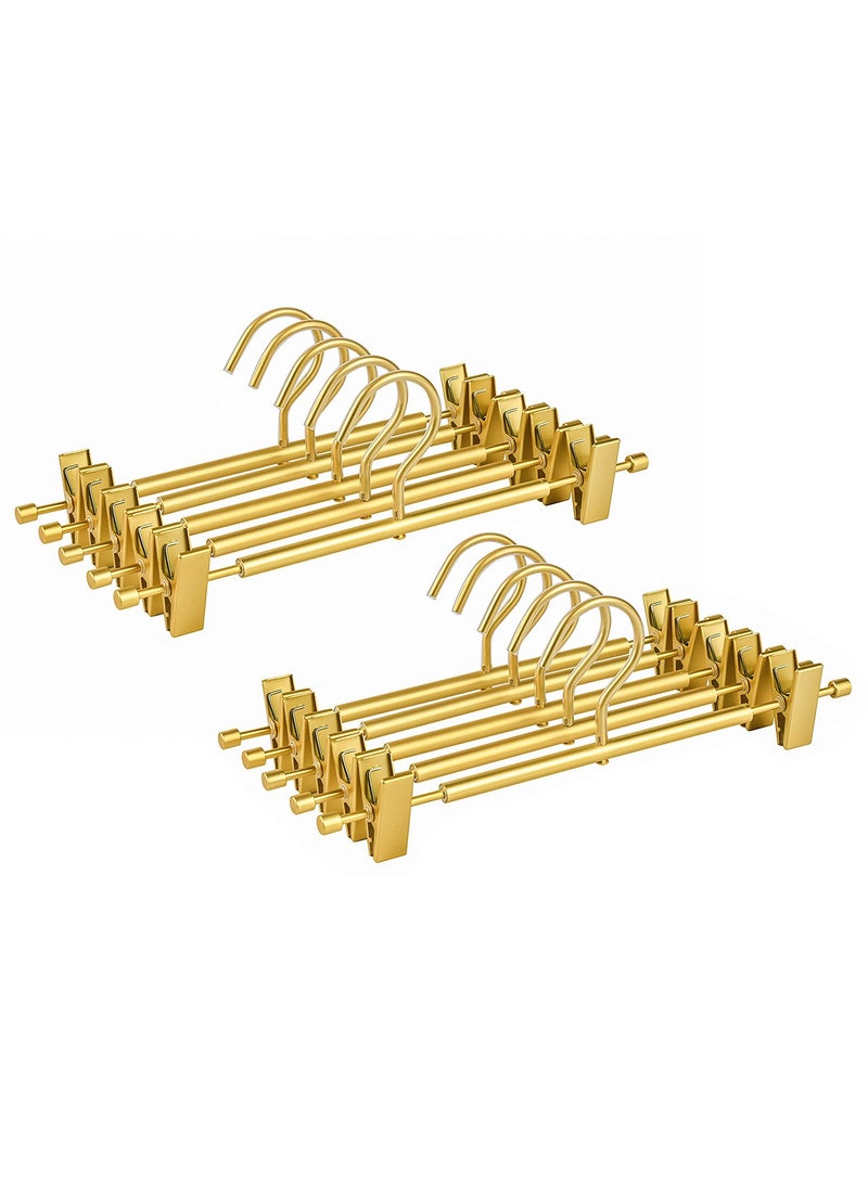 Blythornix Pants Hanger with Clips Space Saving, Swivel Hook Aluminous Alloy Metal Rack Hanger for Trousers and Jeans, Adjustable Clips Non-Slip Hangers 10 Packs Gold - Image 1
