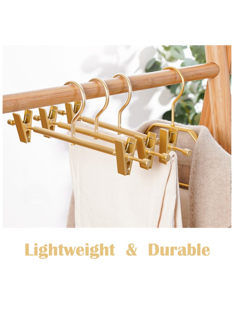 Blythornix Pants Hanger with Clips Space Saving, Swivel Hook Aluminous Alloy Metal Rack Hanger for Trousers and Jeans, Adjustable Clips Non-Slip Hangers 10 Packs Gold - Image 2