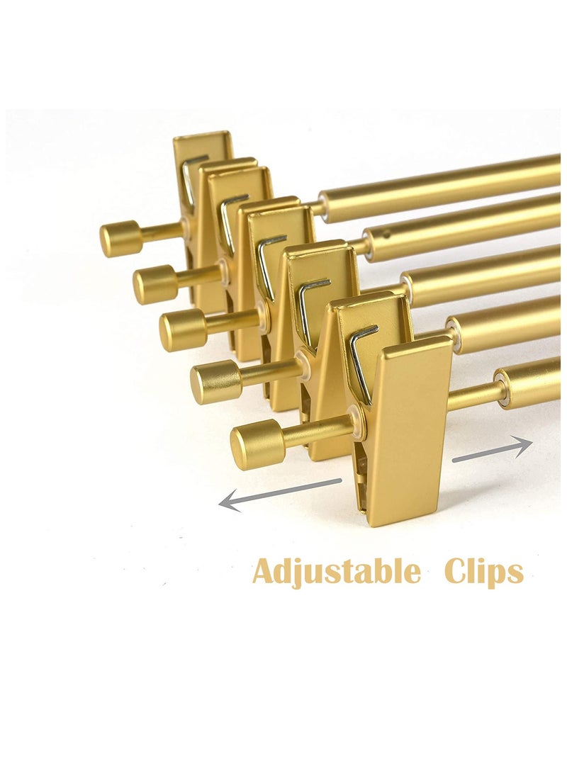 Blythornix Pants Hanger with Clips Space Saving, Swivel Hook Aluminous Alloy Metal Rack Hanger for Trousers and Jeans, Adjustable Clips Non-Slip Hangers 10 Packs Gold - Image 3