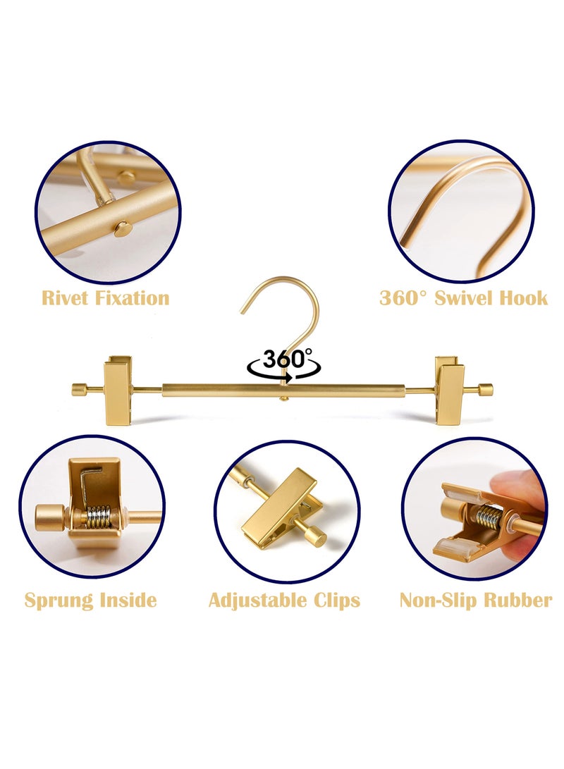Blythornix Pants Hanger with Clips Space Saving, Swivel Hook Aluminous Alloy Metal Rack Hanger for Trousers and Jeans, Adjustable Clips Non-Slip Hangers 10 Packs Gold - Image 5